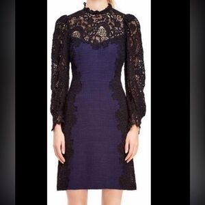 Rebecca Taylor Lace Overlay Long Sleeve Dress